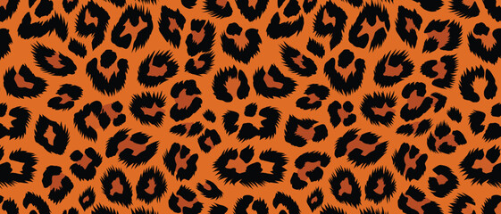 Vibrant wild animal fur skin pattern with authentic wildlife camouflage background. Seamless exotic texture for fashion and design © Merisca