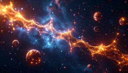 Cosmic display of nebulae and planets amidst a star filled universe