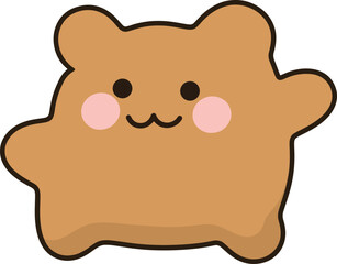 Hand Drawn Minimalist Brown Bear Smiling Pink Cheeks Cute Cartoon Animal Icon for Sticker Design © Manaporn