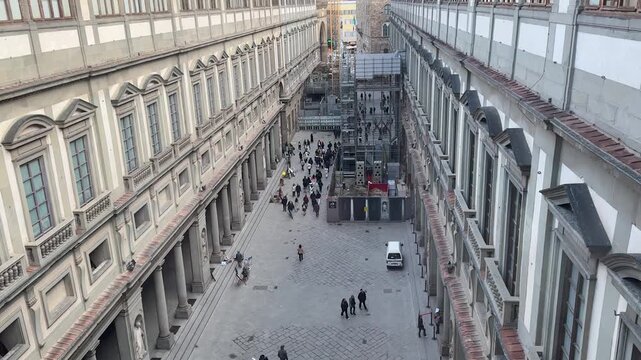 Exterior View of the Uffizi Galleries in Florence Italy