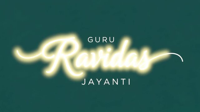 Guru ravidas jayanti greeting celebration animation with festive text and glowing effects 4K Ai HD high quality video.