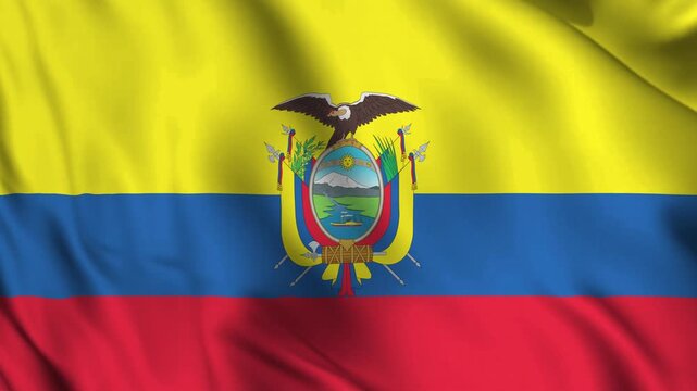 Horizontal animation of Ecuadorean flag waving in the wind, symbolizing Ecuador as a subject in presentations, documentaries, or educational videos.