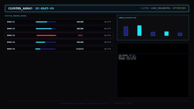 Server Cluster Data Center Dashboard Monitoring Technology.