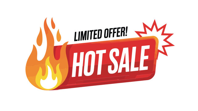 A vibrant red banner advertises a limited time hot sale with flame graphics
