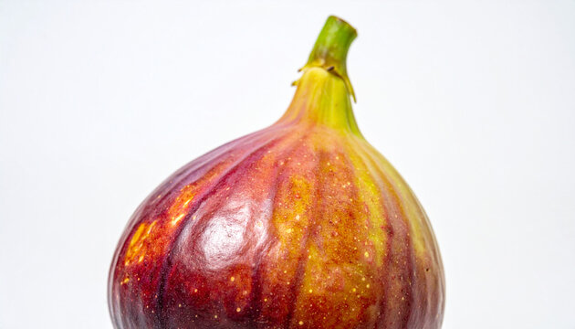 View of a ripe fig with a gradient of purple and yellow hues
