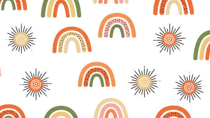 Fototapeta premium Set of vector sun and flower icons featuring circular floral elements and summer nature symbols for creative business logo design and web art patterns