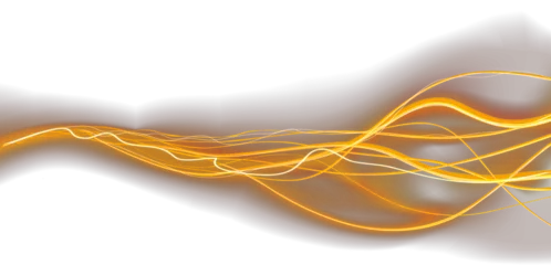 Fototapeten Fraktale Wellen glowing golden light trails transparent background, cinematic abstract energy waves with flowing neon lines  © 8 Bit Studio