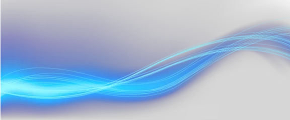Fotobehang Golven abstract blue cinematic energy light trails on transparent background, futuristic motion glow lines, neon blue trail  © 8 Bit Studio