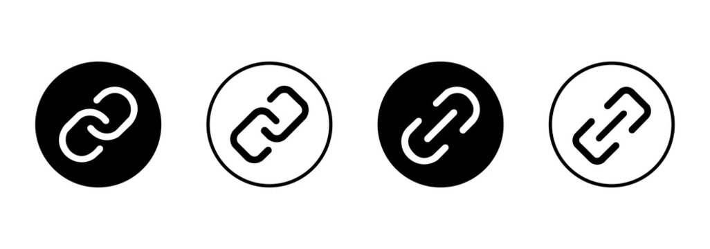 Link icon set. Link signs or symbols. Icons for web and mobile applications. Editable outline.