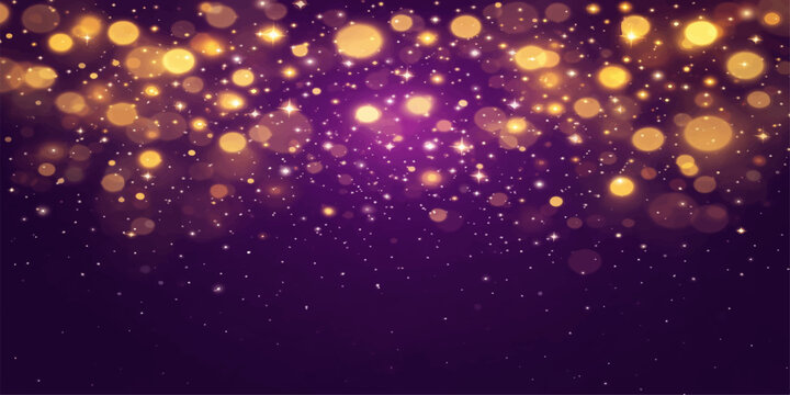 Sparkling bokeh lights in the deep violet background, creating a mesmerizing visual display. 