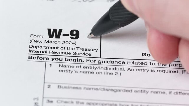 W9 Tax Form IRS Identification Document Close Up