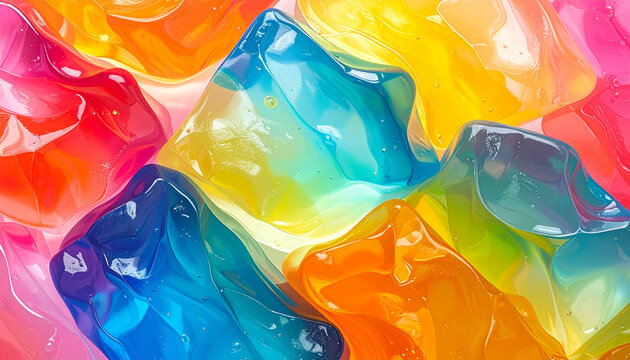 Close up of colorful gummy bear candies with varying vibrant hues