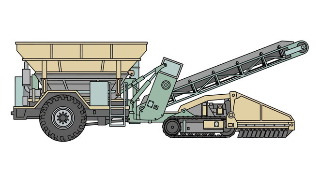 Large green mining truck and loader.