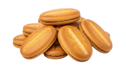 Obraz premium Stack of golden brown eclairs on transparent background