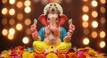 Fototapeta premium Beautiful and colorful decorative lord ganesha sculpture
