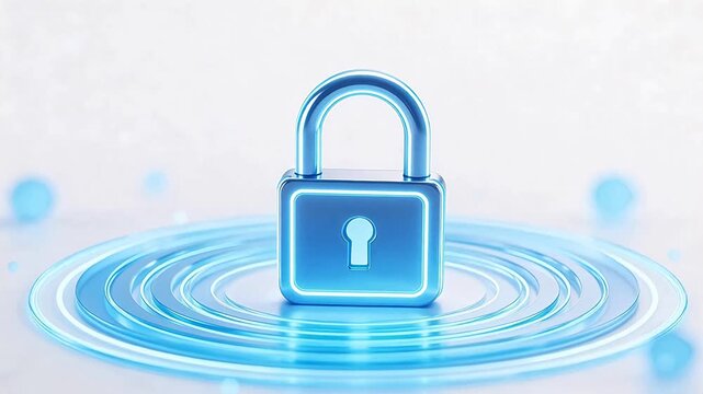 Blue padlock with ripple effect