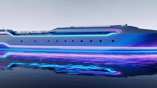 Futuristic yacht on calm water