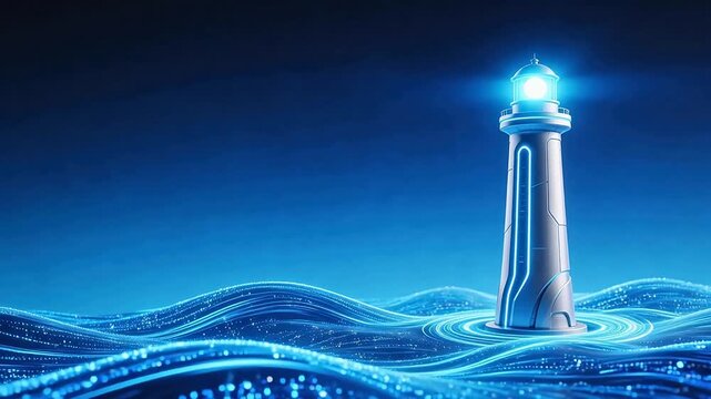 Lighthouse in digital ocean