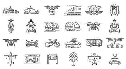 Various types of vehicle icons. © ana
