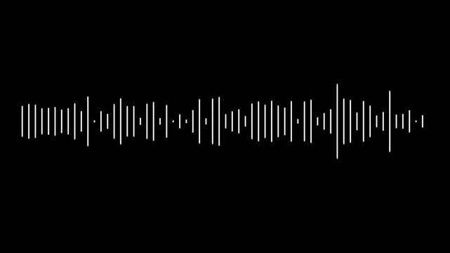 Sound wave pattern on black background , Audio Waves Rhythm Isolated On Black Background. Digital interface element. Seamless loop. minimal music sound wave icon animation.  Recording studio.