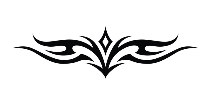 tribal tattoo for lower back, shoulder or chest. Vector frame border pattern ornament decor black on white background
