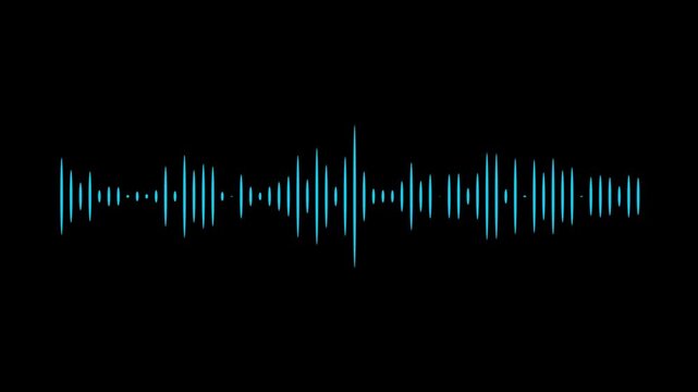 sound waves animation on black background. line audio wave visualization on a transparent background,  Sound waves on transparent background with alpha channel 4k.