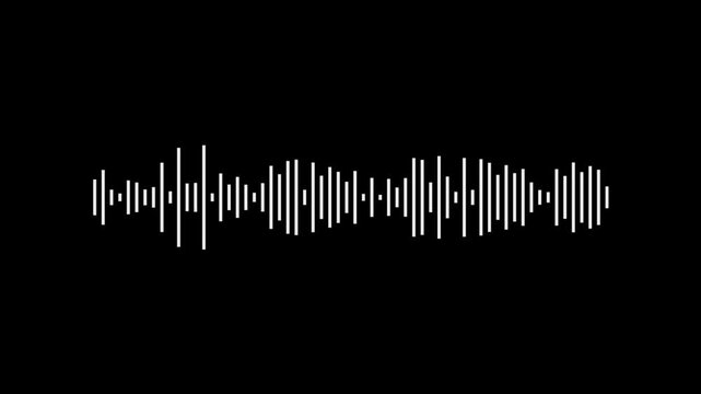 White audio waveform spectrum animation. Audio wave digital frequency. line audio wave visualization on a transparent background. sound wave, Audio spectrum in 4k. 