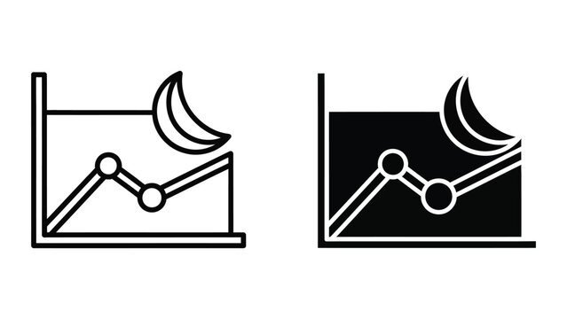 stock market graph vector illustration with moon phases in flat design