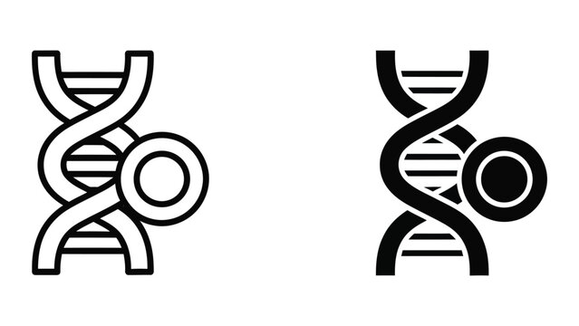 DNA double helix structure vector illustration with black and white design