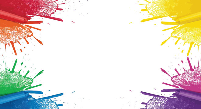 Splash border colorful artistic frame dynamic ink splatter creative background