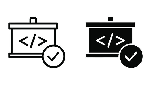 validated coding symbols on screens vector illustration