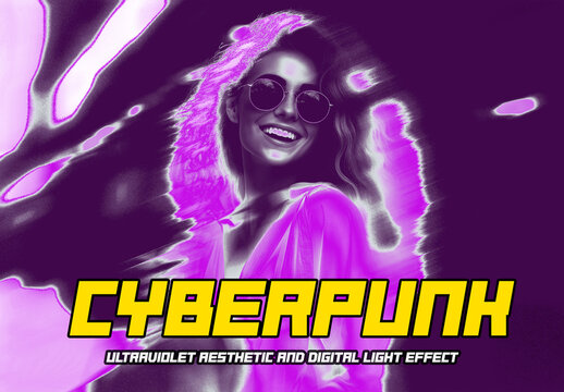 Cyberpunk Ultraviolet Aesthetic and Digital Light Effect