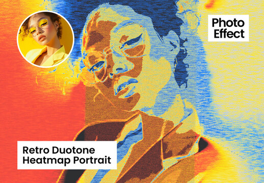 Retro Duotone Heatmap Portrait Photo Effect