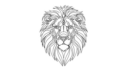 Fototapeta premium A minimalist line art illustration of a lion's head with a majestic mane