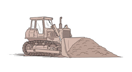 Bulldozer pushing sand or dirt outdoors. © Berry