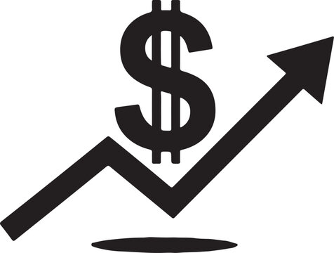 Arrow up graph. Zig zag trand symbol.