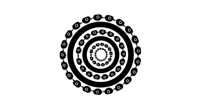 Circular Pattern with Concentric Rings and Decorative Elements.