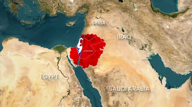 Animated map showing the proposed expansion of the Greater Israel territory motion footage