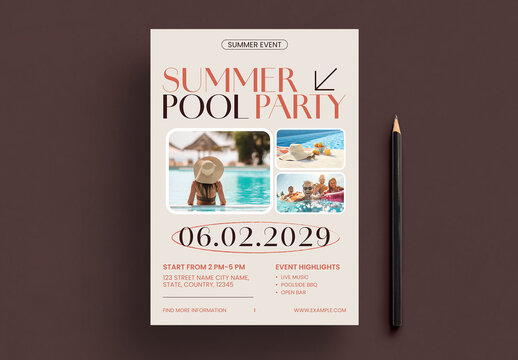 Summer Pool Party Flyer Design