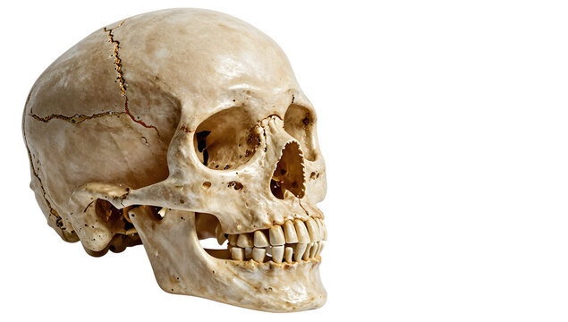 Anatomical Skull Close-up: An evocative image of a human skull, captured in sharp detail, offering a glimpse into the complexities of human anatomy.