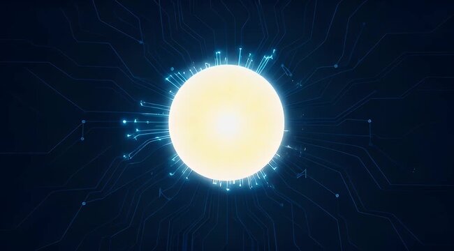 Abstract representation of digital core processing unit or futuristic computer network