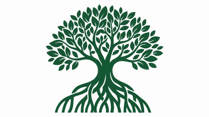 Fototapeta premium Tree of Life Vector Illustration with Strong Roots and Green Leaves