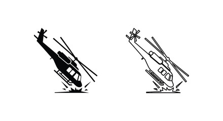 Two crashing helicopters depicted in stark black with a dramatic silhouette © MdShifulIslam