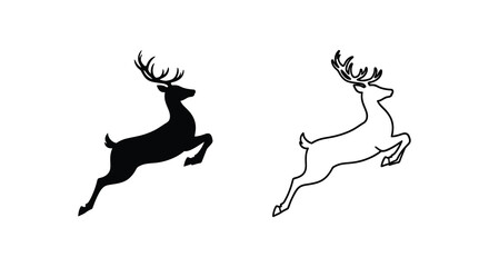 Two leaping reindeer images one black and one white presented as a silhouette © MdShifulIslam