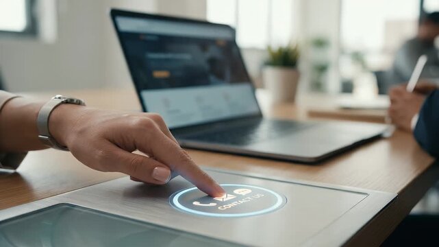 Dynamic data visualization in a modern office setting, featuring animated graphs and charts with a steady camera pan across the glowing screens, creating a cinematic atmosphere for business insights.