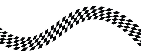 Fototapeta premium Race flags or checkerboard background. Chess game or rally sport car competition wallpaper. Tilted black and white squares pattern. Banner with checkered texture. Vector flat illustration