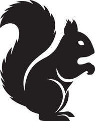 Obraz premium Black silhouette squirrel holding food with minimalist and graphic