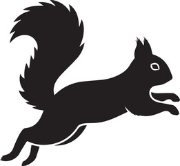 Fototapeta premium Jumping squirrel silhouette on white background with captures movement