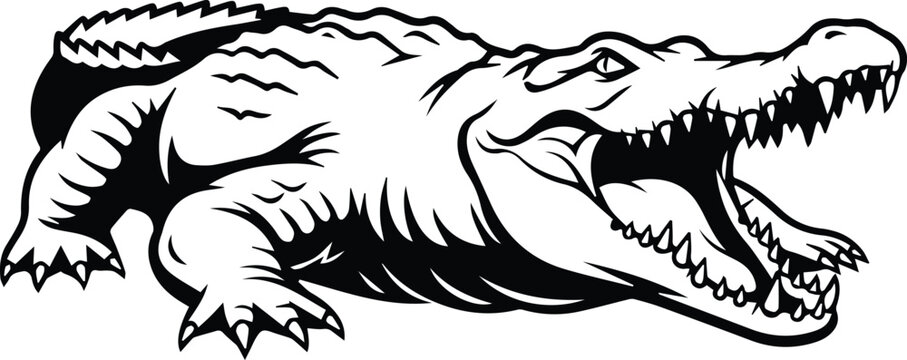 Illustration of an alligator with mouth open with isolated on a white