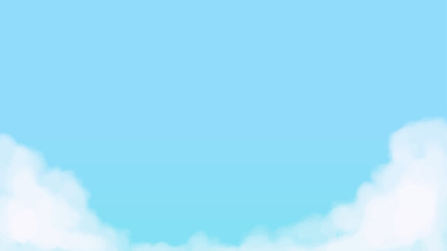 シンプルな青空と入道雲の背景素材　夏　ベクターイラスト　コピースペース　壁紙　16:9　バナー　ウェブデザイン　